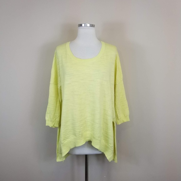 Moth Sweaters - Moth Yellow High Low Oversize Sweater